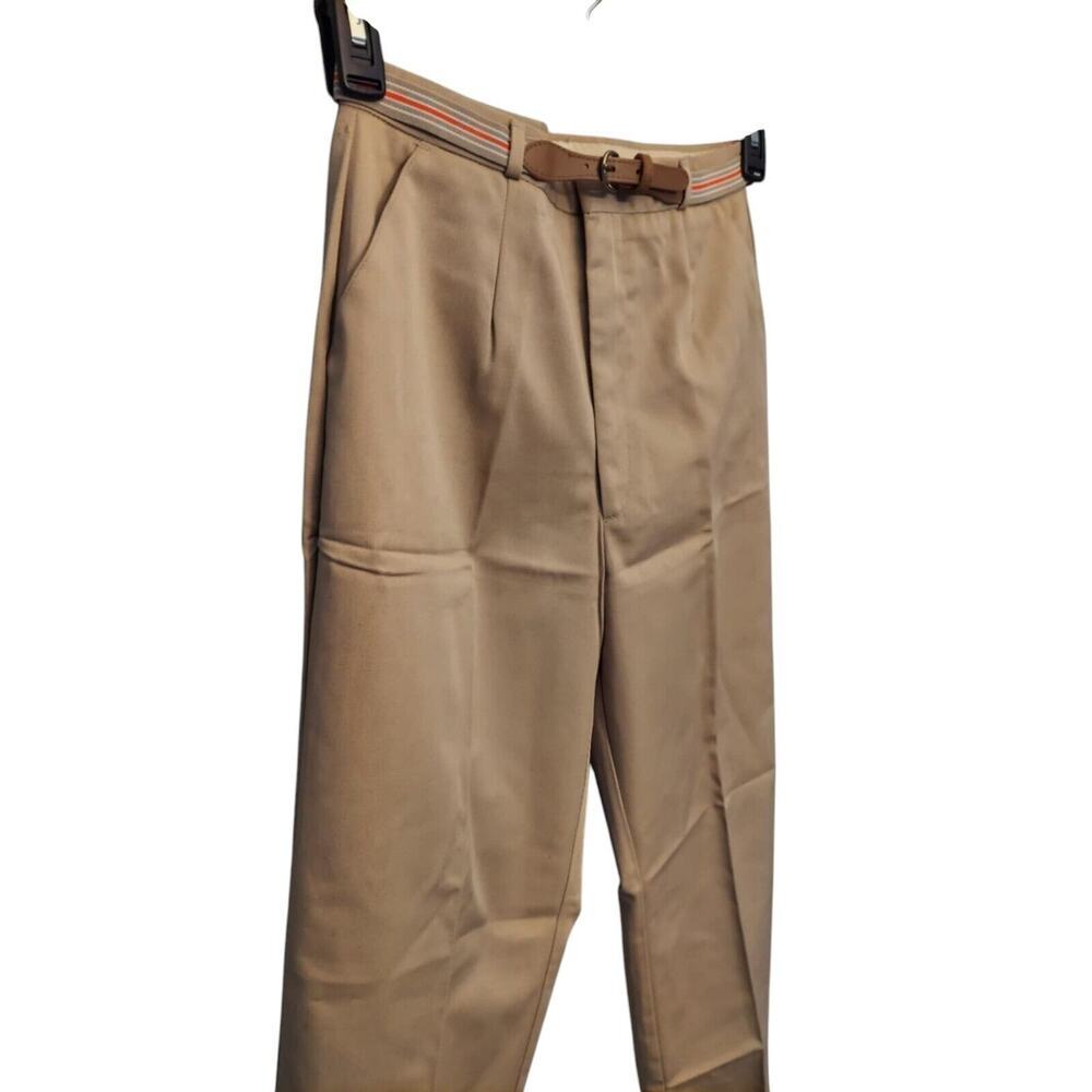 1970's Pizzazz Dress Pants Khaki Belted Vintage NWOT Retro Excellent Condition